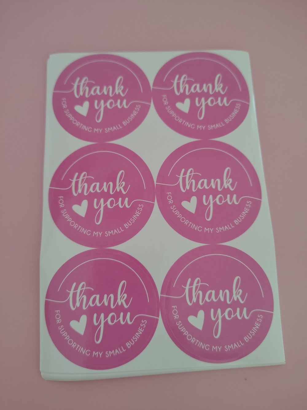 60 Pcs- Pink Thank You Stickers 2"